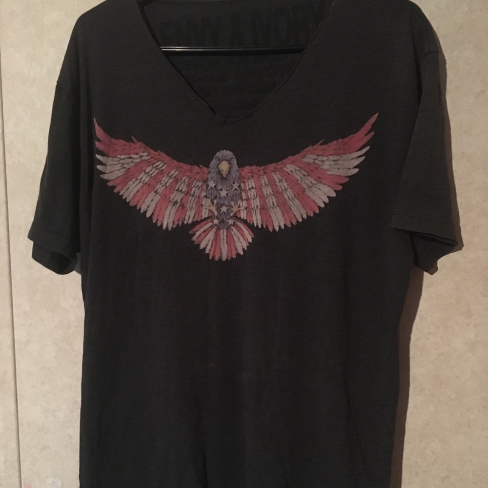 Envy and Ivory V-Neck Top, American Flag Eagle